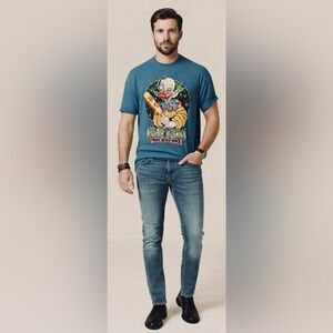 Steven Rhodes Killer Klowns from Outer Space T-Shirt 2XL Blue Horror Graphic Tee